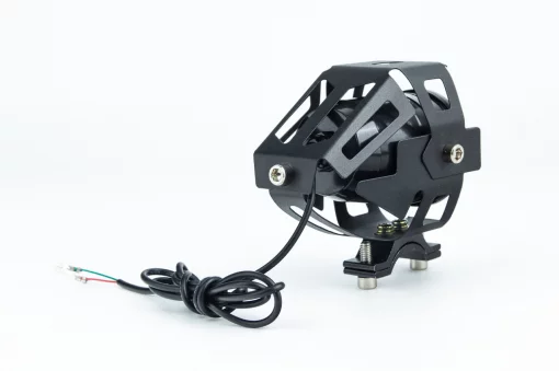 Фара дополнительная светодиодная влагозащитная-LED линза с стробоскопом в металлическом корпусе, с креплением на руль, 110*70мм,