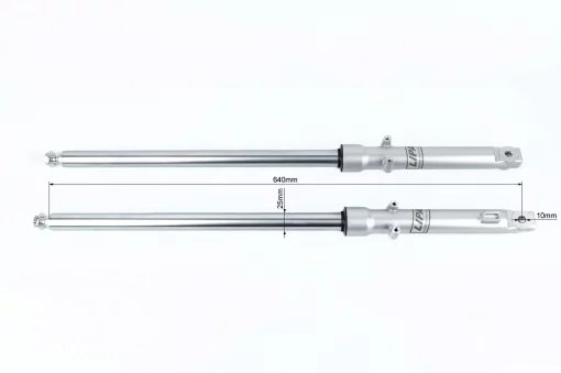 Вилка передняя (перья) лев., прав., к-кт 2шт, L-650мм, d-25мм (пружина внутри), DELTA, YQ-357515