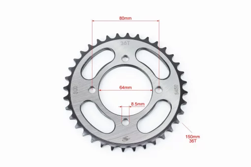 Зірка задня RS125-428-36T-d-64; 4отв.*80мм "гартована" (V200N), ЗЧ-МОТО, YQ-351571