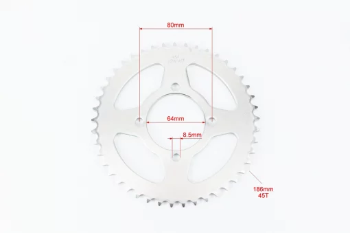 Звезда задняя RS125-428-45T-d-64; 4отв.*80мм Loncin- JL200-10/Yamaha YBR125, ЗЧ-МОТО, YQ-324087