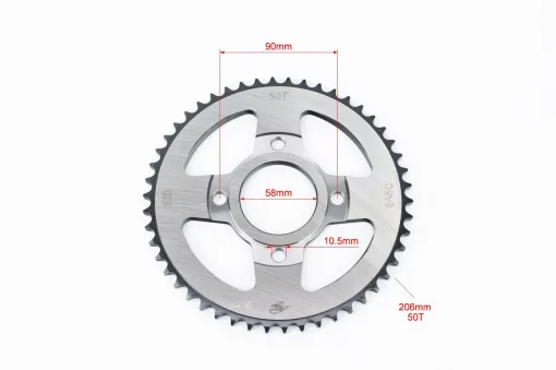 Звезда задняя WY125-428-50Т-d-58; 4отв.*90мм "калёная" (ZS125J спицы), ЗЧ-МОТО, YQ-356323