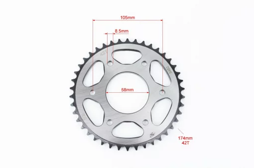 Звезда задняя 428-42T-d-64; 6отв.*105мм, ЗЧ-МОТО, YQ-505407