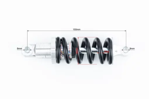Амортизатор открытый 150мм регулируемый, пружина (7,0мм), ВЕЛОЗАПЧАСТИНИ, YQ-412058