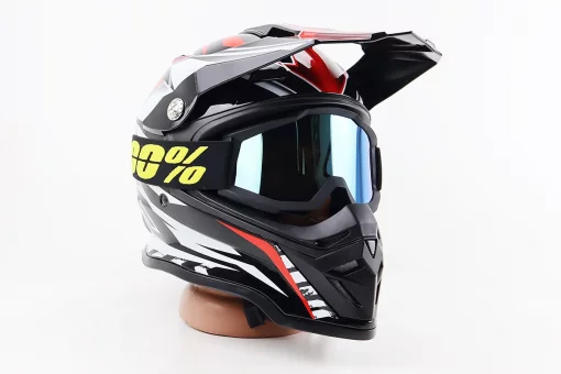 Окуляри кросові/ендуро/АТV, чорні з жовтим ремінцем (дзеркальне скло), FIX-207423