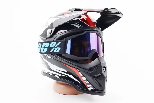 Очки кроссовые/эндуро/АТV, черные (зеркальное голубое стекло), FIX-207515