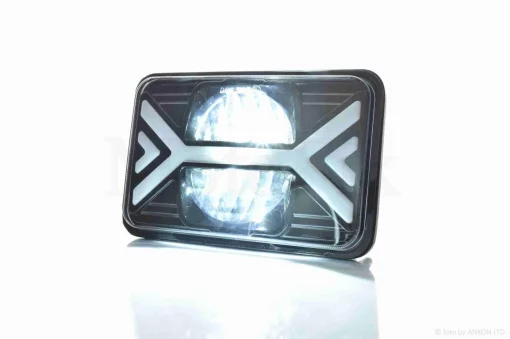 Фара мото діодна, прямокутна, 168*107, H4, IP67, білий/жовтий габарит #C103-7Z1, QT-037622