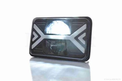 Фара мото діодна, прямокутна, 168*107, H4, IP67, білий/жовтий габарит #C103-7Z1, QT-037622