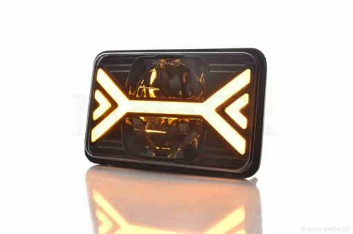 Фара мото діодна, прямокутна, 168*107, H4, IP67, білий/жовтий габарит #C103-7Z1, QT-037622