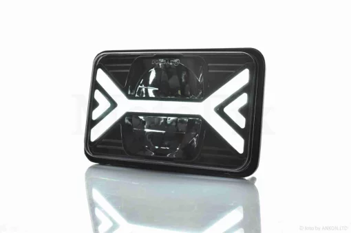 Фара мото діодна, прямокутна, 168*107, H4, IP67, білий/жовтий габарит #C103-7Z1, QT-037622