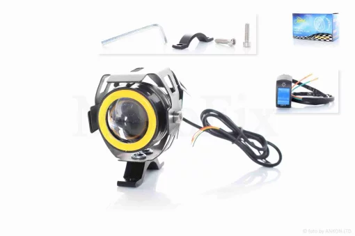 Фара додаткова діодна, кругла, D42, 1 діод, лінза, білий габарит, 3 режими #U7-PRO, QT-037817