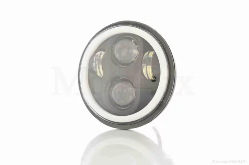 Фара мото діодна, кругла, D144, 2 режими, білий габарит #C23-BK-18L1, QT-037838