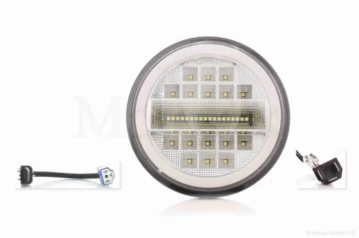 Фара мото діодна, кругла, D144, H4, 2 габарити (білий/жовтий) #C81-3Z3, QT-038735