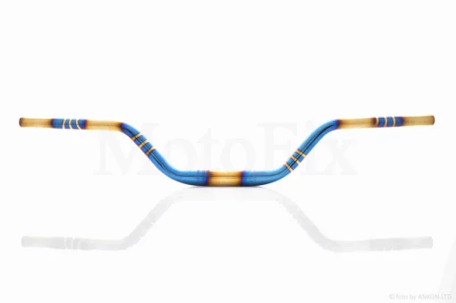 Кермо мото d22-28-22, L770, h110 сталеве (#Plasma, синій/золотистий), QT-038738