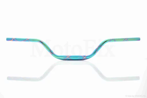 Кермо мото d22-28-22, L770, h110 сталеве (#Plasma, бірюза/бузок/хром), QT-038739