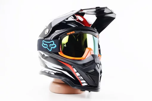 Очки кроссовые/эндуро/АТV, черно-оранжевые (зеркальное желтое стекло), FIX-210734