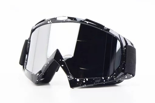Очки кроссовые, черные с белыми точками (прозрачное стекло), FIX-210743