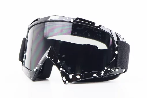 Очки кроссовые, черные с белыми точками (затемненное стекло), FIX-210744