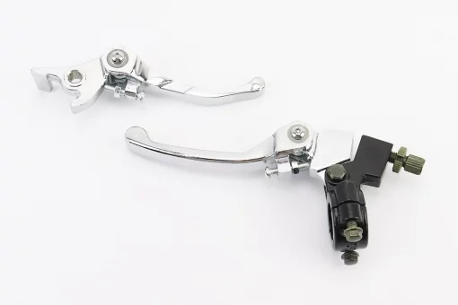 Рычаги руля левый, правый к-кт 2шт (под сцепл./диск. тормоз), откидной "хром", тип 2, FIX-335422