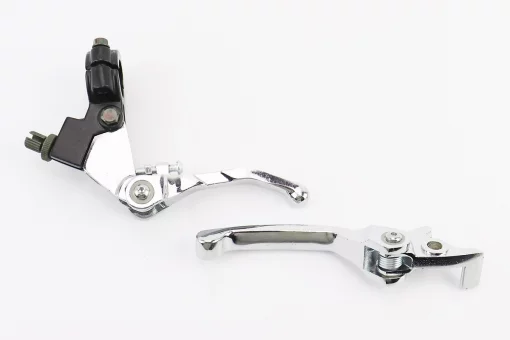 Важелі керма лівий, правий к-кт 2шт (під зчепл./диск. гальмо), відкидний "хром", тип 3, FIX-335430