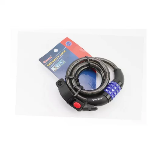 Замок протиугінний тросовий 1000х12мм з 4-х значним кодом, кріпл. за трубу сидіння, TY523, ВЕЛОАКСЕСУАРИ, YQ-301645