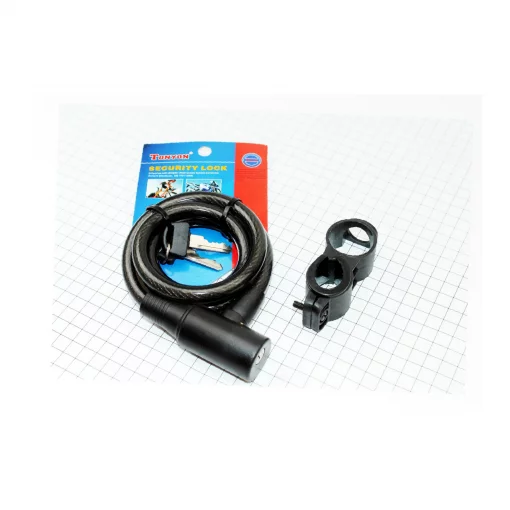 Замок противоугонный тросовый 1000х12мм под ключ, крепл. за трубу сидения, TY505, ВЕЛОАКСЕСУАРИ, YQ-301719