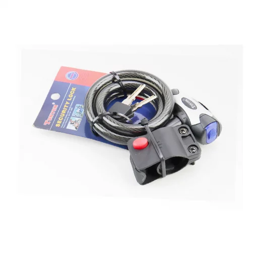 Замок протиугінний тросовий 1000х12мм під ключ, кріпл. за трубу сидіння, TY555, ВЕЛОАКСЕСУАРИ, YQ-409879