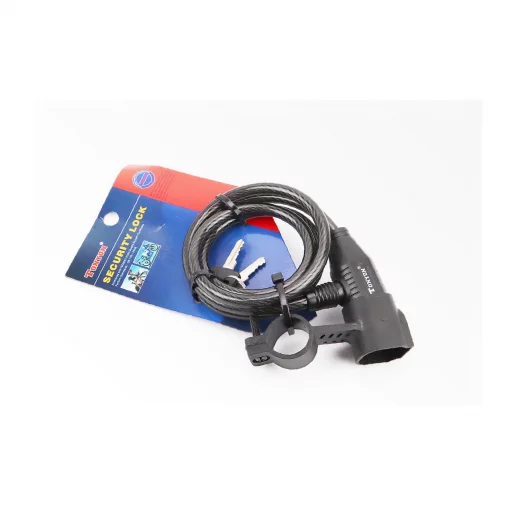 Замок противоугонный тросовый 1000х8мм под ключ, крепл. за трубу сидения, TY520, ВЕЛОАКСЕСУАРИ, YQ-409964