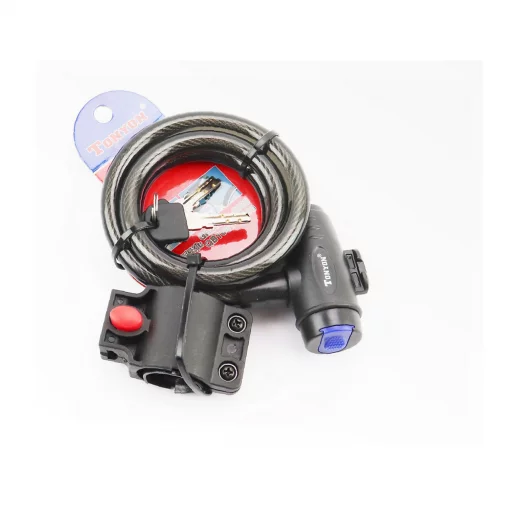 Замок протиугінний тросовий 1200х12мм під ключ, кріпл. за трубу сидіння, TY588E, ВЕЛОАКСЕСУАРИ, YQ-409728