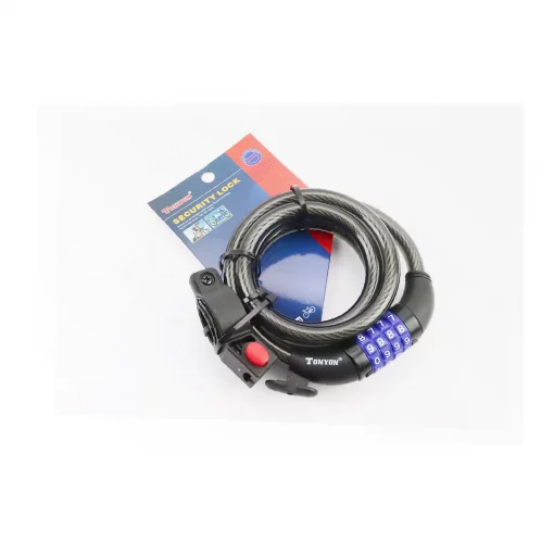 Замок протиугінний тросовий 1500х12мм з 4-х значним кодом, кріпл. за трубу сидіння, TY523, ВЕЛОАКСЕСУАРИ, YQ-301650