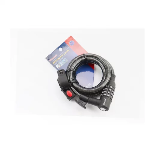 Замок протиугінний тросовий 1500х12мм з 4-х значним кодом, кріпл. за трубу сидіння, TY535, ВЕЛОАКСЕСУАРИ, YQ-409297