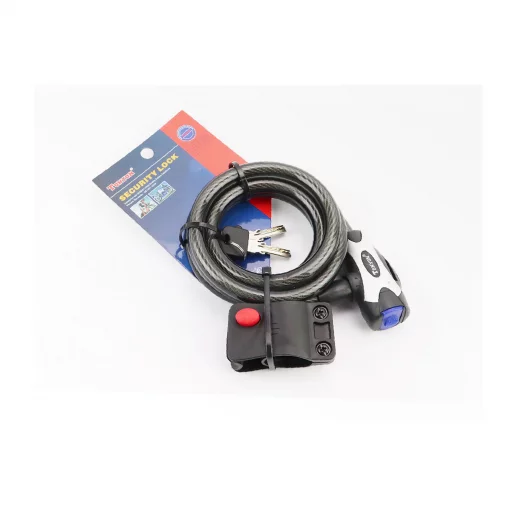 Замок протиугінний тросовий 1500х12мм під ключ, кріпл. за трубу сидіння, TY555, ВЕЛОАКСЕСУАРИ, YQ-301649