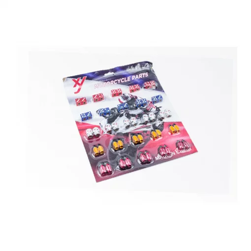 Колпачок ниппеля "ЧЕРЕП/КУБИК/ГРАНАТА/РАКЕТА" набор 50шт, на блистере, РІЗНЕ, YQ-337795