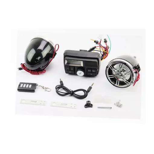 АУДИО-блок с ЖК дисплеем (МРЗ-USB/SD, FM, пультДУ, сигнализация)+колонки 2шт, хром, ЕЛЕКТРОНІКА і компоненти, YQ-301416