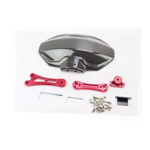 Крыло заднее универсальное, красное крепление на одну сторону с регулировкой наклона (брызговик) TUNING, карбон, ЗЧ-МОТО,