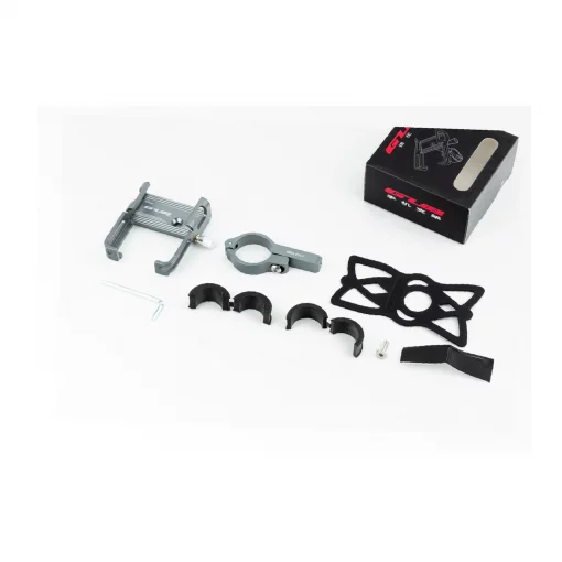 Держатель телефона на руль алюминиевый, ширина 55-100мм регулируемая, серый P10, ВЕЛОАКСЕСУАРИ, YQ-414040