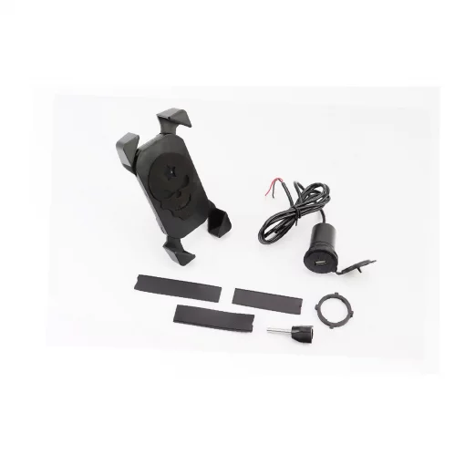 Держатель телефона на руль с чёрным рисунком+USB зарядка (миним. размер телефона 60x124мм, макс. размер 80x160мм) тип 1, РІЗНЕ,