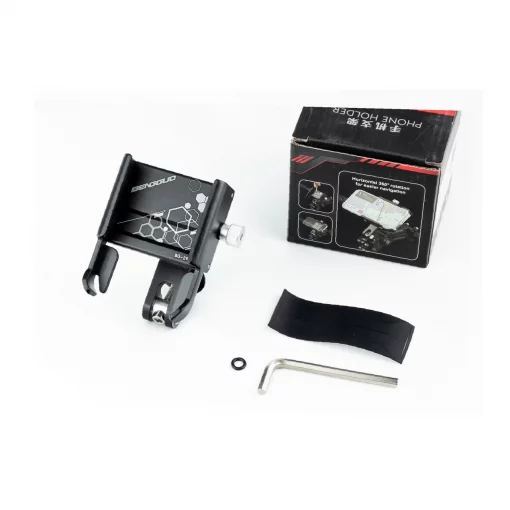 Держатель телефона на якорь вилки алюминиевый, ширина 50-95мм регулируемая, чёрный BG-2959, ВЕЛОАКСЕСУАРИ, YQ-409692