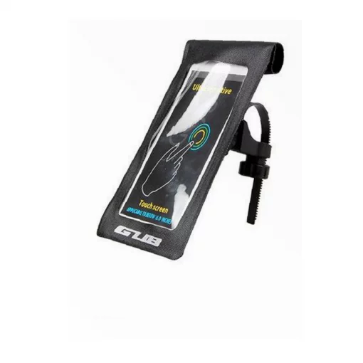 Держатель-чехол телефона 175х108мм на руль, Ziplock, сенсорная плёнка, влагозащитный, быстросъёмный, регулируемый, чёрный GUB 919,