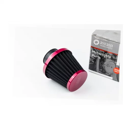 Фильтр воздушный нулевой 35мм, прямой "конус", красный, чёрная сетка (большой), РІЗНЕ, YQ-354873