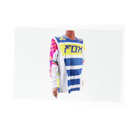 Футболка (Джерси) мужская L-(Polyester 100%), длинные рукава, бело-сине-салатовая, ВЕЛОЕКІПІРУВАННЯ, YQ-408203