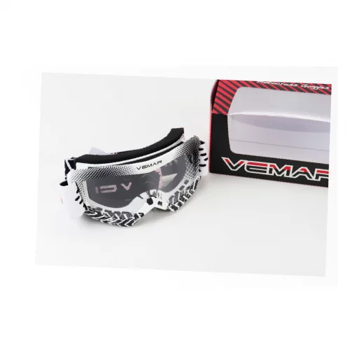 Окуляри дитячі кросові/ендуро/АТV, біло-чорні (прозоре скло), VM-1018A, ШОЛОМИ, YQ-360139