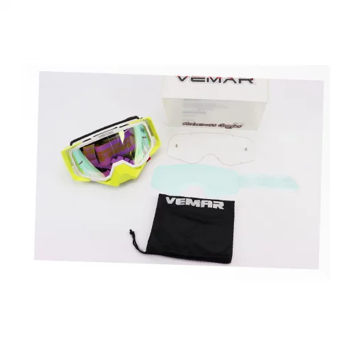 Окуляри кросові/ендуро/АТV, біло-салатові (хамелеон скло), MJ-1024-3, ШОЛОМИ, YQ-360340