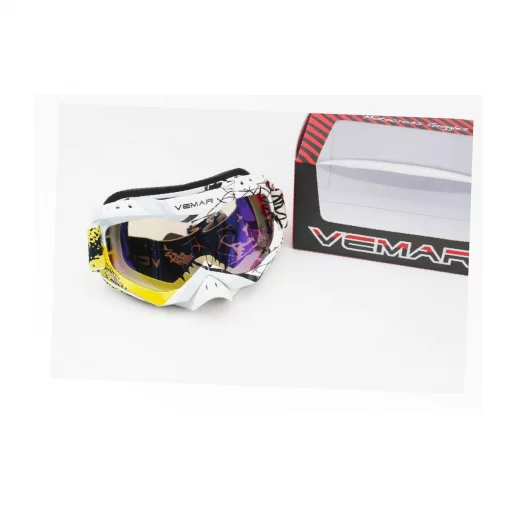 Очки кроссовые/эндуро/АТV, бело-чёрно-жёлтые (хамелеон стекло), VM-1016C, ШОЛОМИ, YQ-330836