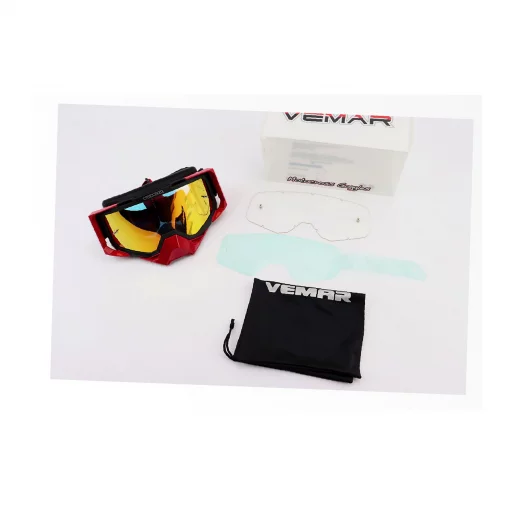 Окуляри кросові/ендуро/АТV, чорно-червоні (дзеркальне скло), MJ-1024-1, ШОЛОМИ, YQ-360341