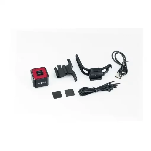 Фонарь задний COB LED алюминиевый, Li-ion 3.7V 350mAh зарядка от USB, датчик света, Автоматический СТОП-СИГНАЛ, чёрный WT005,