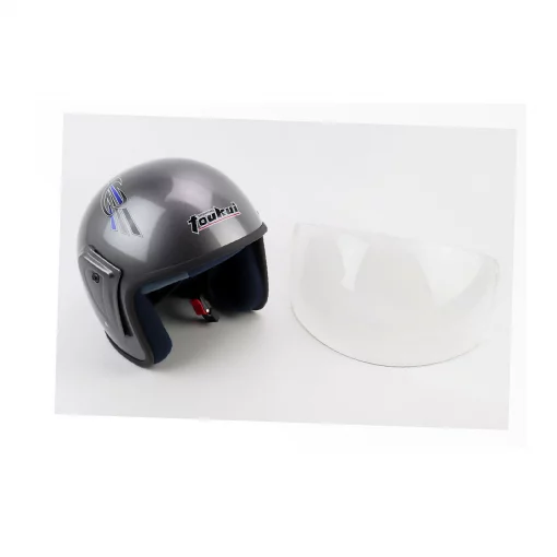 Шлем открытый HK-215, CЕРЫЙ с синим рисунком (незначительные отличия рисунков), ШОЛОМИ, YQ-360344