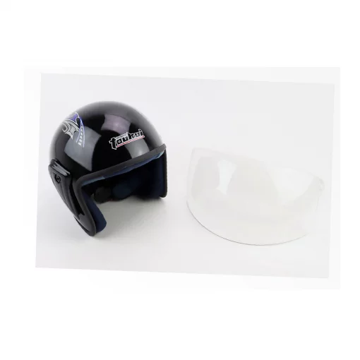 Шолом відкритий HK-215, чорний з синьо-білим малюнком (незначні відмінності малюнків, можливі дефекти фарбування), ШОЛОМИ,