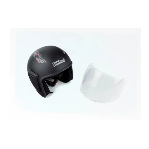 Шлем открытый HK-215, чёрный матовый с красно-серым рисунком (незначительные отличия рисунков), ШОЛОМИ, YQ-330535