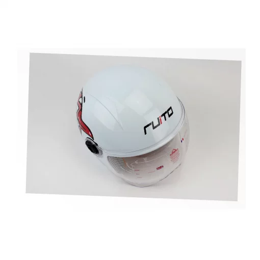 Шолом дитячий відкритий Т68, білий з червоно-чорно-білим малюнком, ШОЛОМИ, YQ-360064