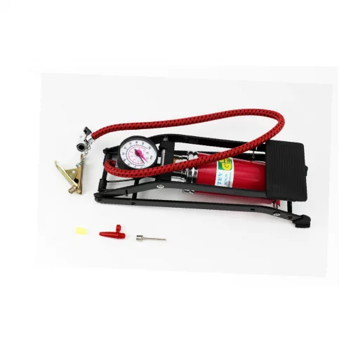 Насос ножной для шин однопоршневой 290*90мм "большой, шток толстый", красный, МОТО інструмент, YQ-337687